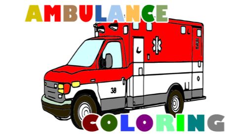 AMBULANCE TRUCKS COLORING PAGES
