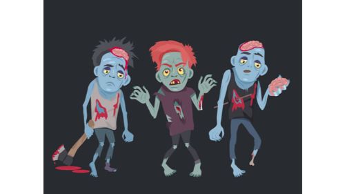 ZOMBIES AND SKELETONS COLORING